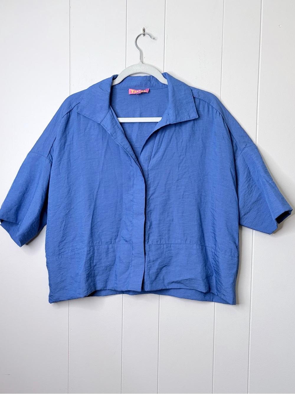 THML Cornflower Blue Boxy Button Down Shirt Rayon Medium